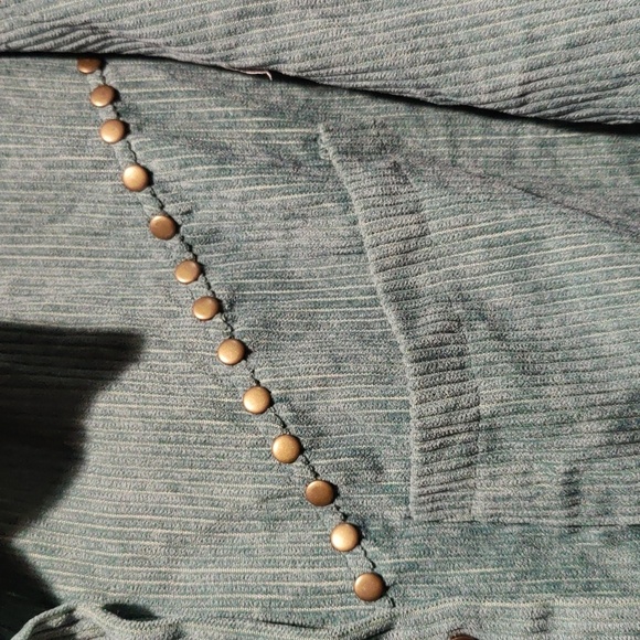 Jade corduroy style jacket with bronze stud detail. - Picture 2 of 5